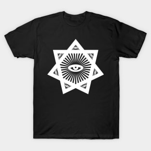 Heptagram 7 Sided Star With All Seeing Eye Scared Geometry T-Shirt